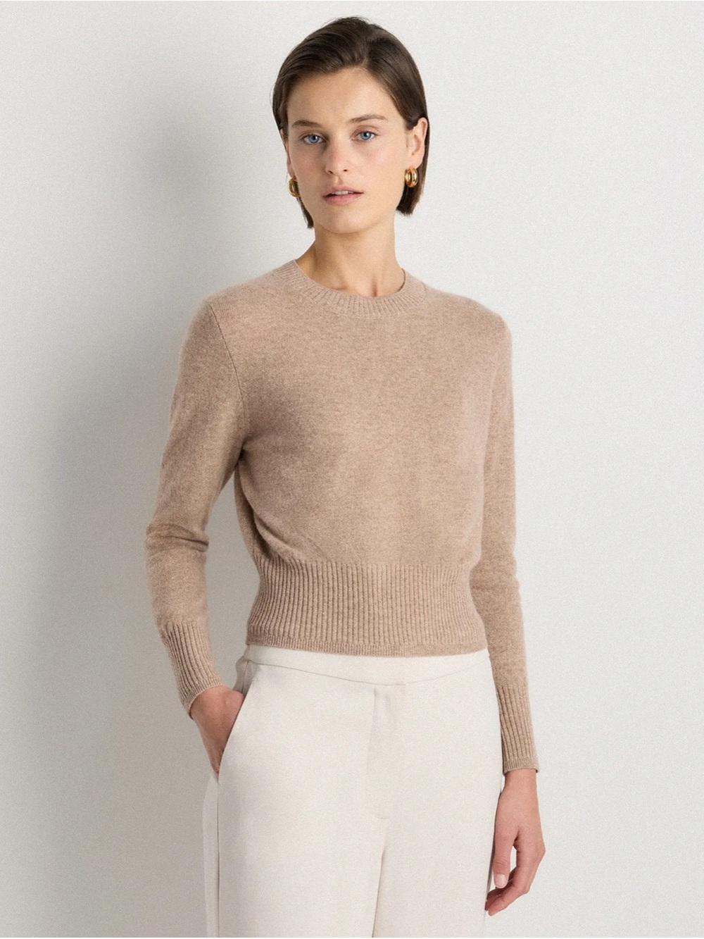 Quince Mongolian Cashmere Shrunken Crewneck Sweater